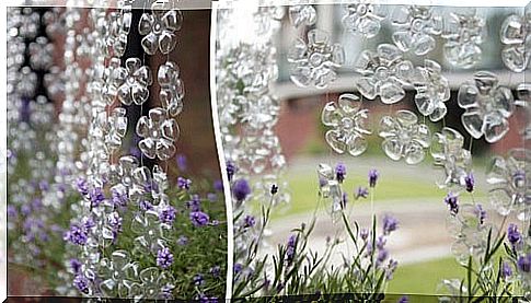 Make curtain out of bottles