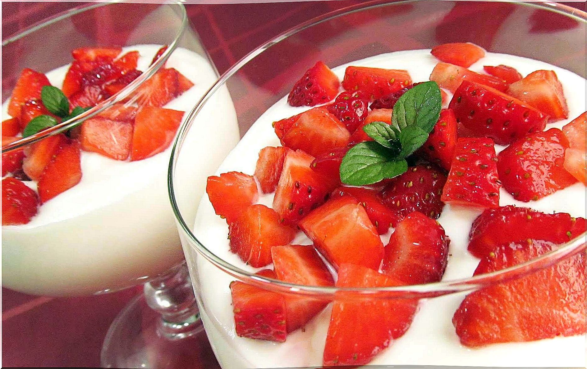 Strawberries and yogurt