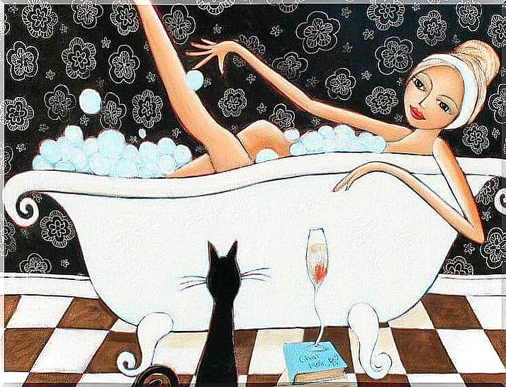 Woman in bathtub