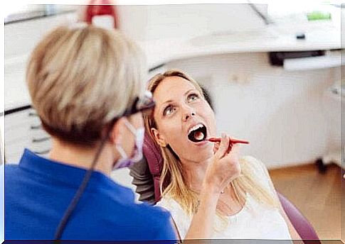 A woman at the dentist