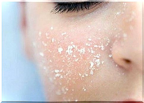 Woman with salt on her cheek