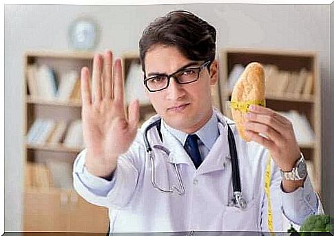 Doctor measures bread as an example that bread is fattening