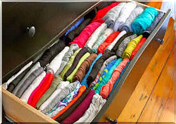 Clothes folded in a drawer