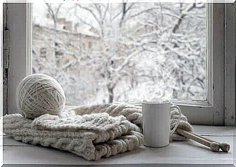 Knitwear in window sill