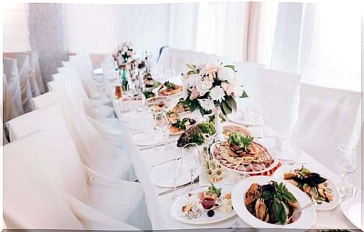 A table set up for a wedding menu