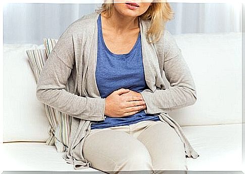 Woman with stomach problems