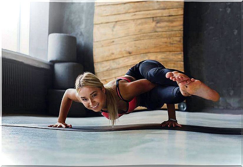 Woman practicing yoga